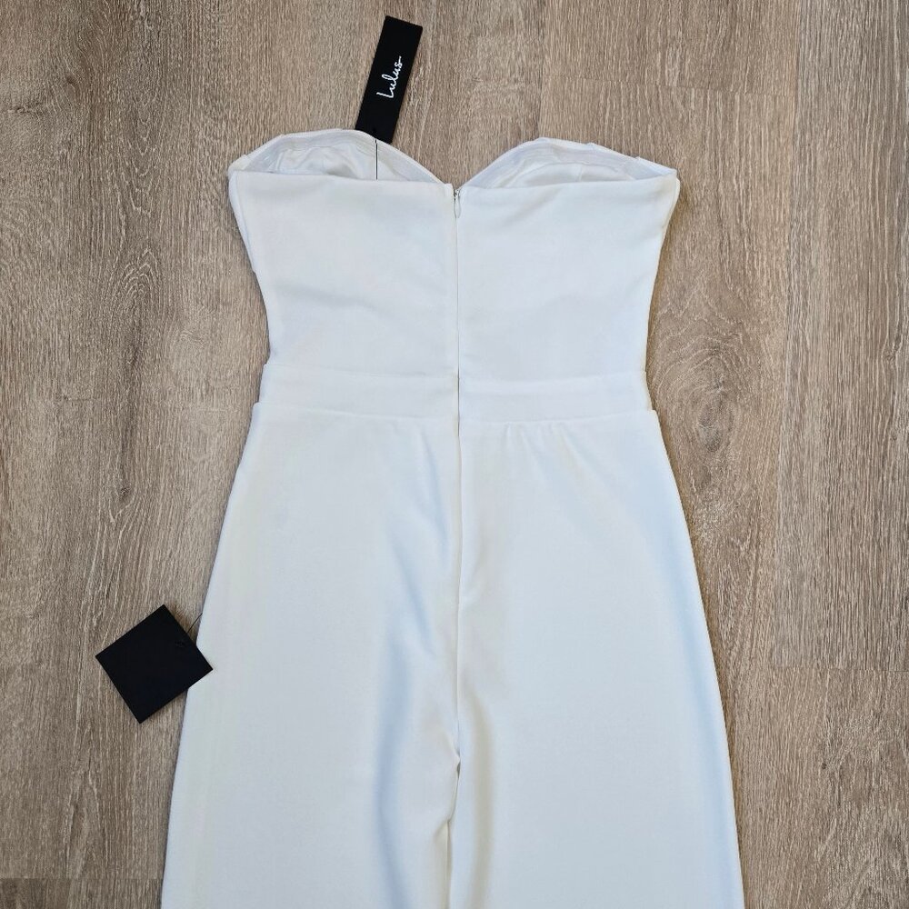Lulus Ivory Strapless Bustier Jumpsuit Small New With Tags Surely Stunning - Picture 12 of 17